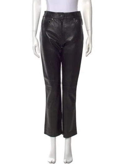 Pre-owned Stand Studio Lamb Leather Straight Leg Pants In Black