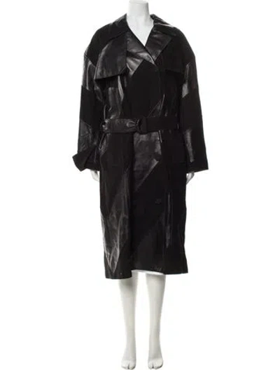 Pre-owned Stand Studio Lamb Leather Trench Coat W/ Tags In Black