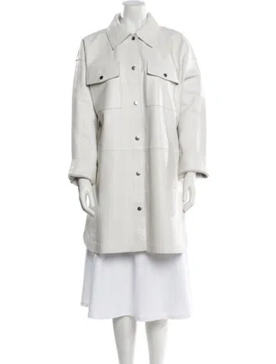 Pre-owned Stand Studio Lamb Leather Trench Coat In White