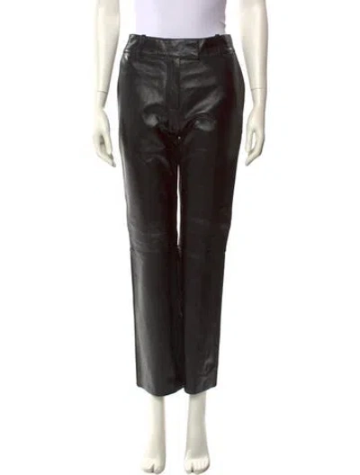 Pre-owned Stand Studio Lamb Leather Wide Leg Pants In Black