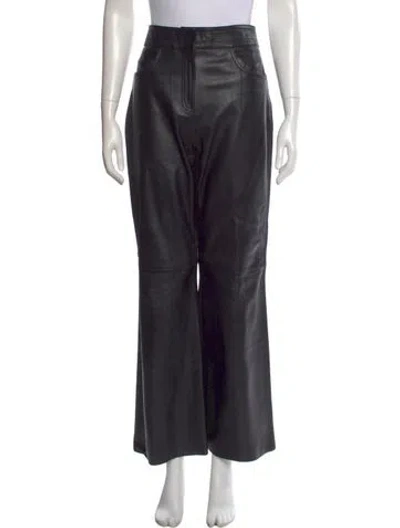 Pre-owned Stand Studio Lamb Leather Wide Leg Pants In Black