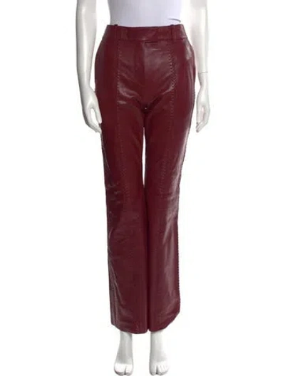 Pre-owned Stand Studio Lamb Leather Wide Leg Pants In Red