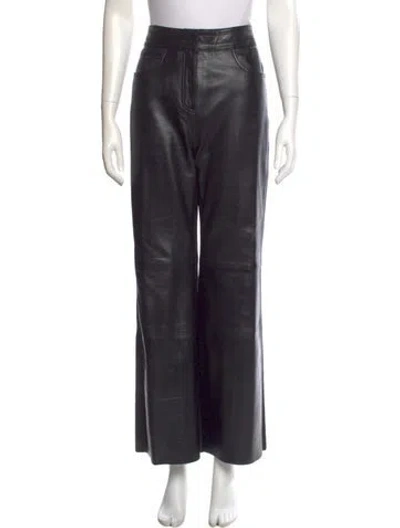 Pre-owned Stand Studio Lambskin Wide Leg Pants In Black