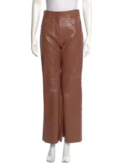 Pre-owned Stand Studio Lambskin Wide Leg Pants In Brown