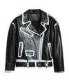 Stand Studio Lapel Long-sleeved Leather Jacket In Black