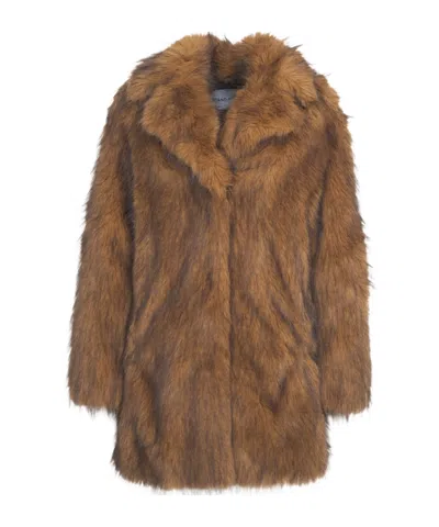 Stand Studio Lapel Long-sleeved Fur Coat In Brown
