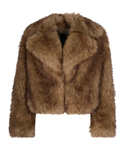 Stand Studio Lapel Long-sleeved Fur Coat In Brown