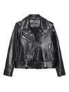 Stand Studio Zippered Long-sleeved Leather Jacket In Black