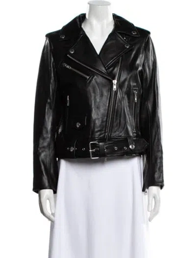 Pre-owned Stand Studio Leather Biker Jacket In Black
