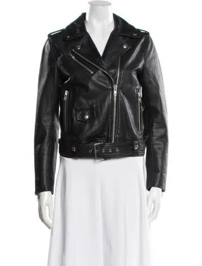 Pre-owned Stand Studio Leather Biker Jacket In Black