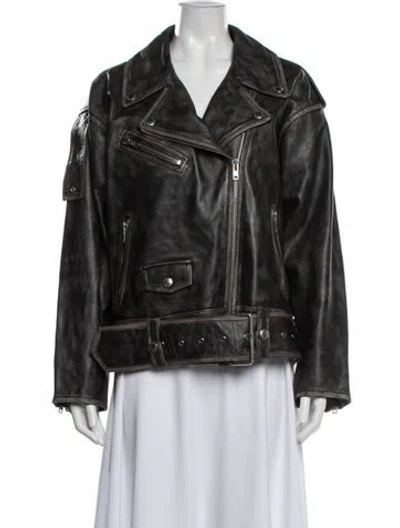 Pre-owned Stand Studio Leather Biker Jacket In Black