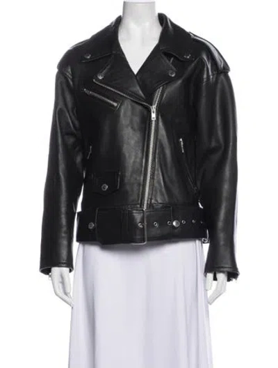 Pre-owned Stand Studio Leather Biker Jacket In Black