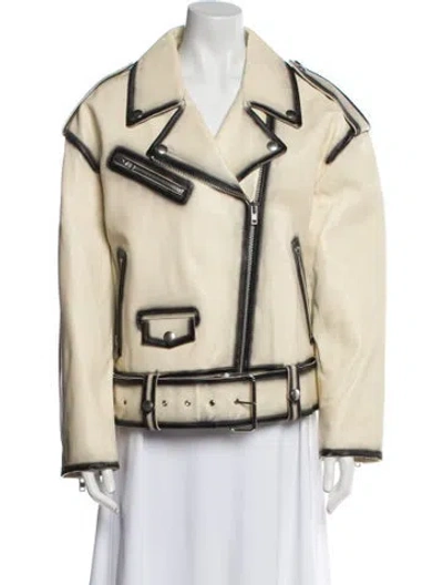 Pre-owned Stand Studio Leather Biker Jacket In Neutral