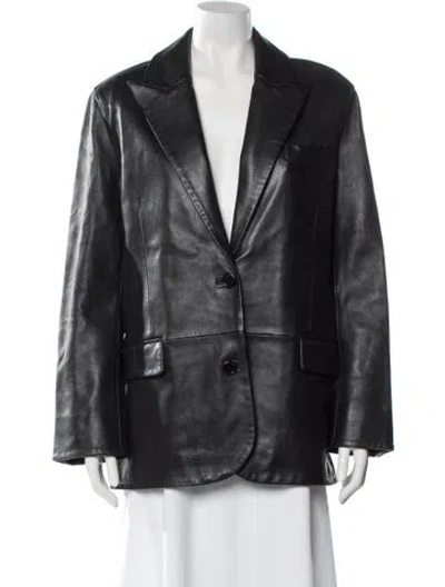 Pre-owned Stand Studio Leather Blazer In Black