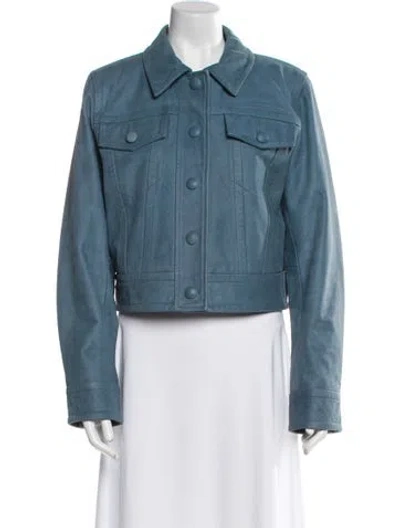 Pre-owned Stand Studio Leather Denim Jacket In Burgundy