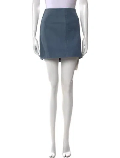 Pre-owned Stand Studio Leather Mini Skirt In Blue