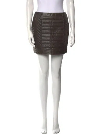 Pre-owned Stand Studio Leather Mini Skirt In Brown