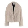 Stand Studio Samara Furry Fake Fur Jacket In Nude