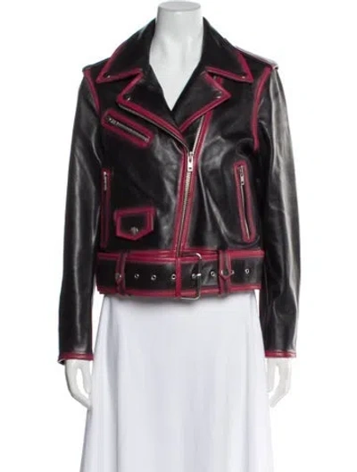 Pre-owned Stand Studio Leather Printed Biker Jacket W/ Tags In Multi