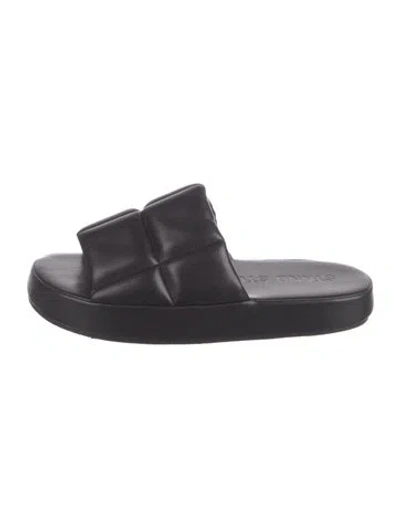 Pre-owned Stand Studio Leather Slides In Black
