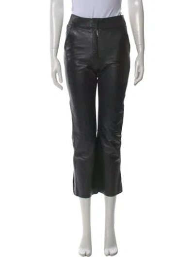 Pre-owned Stand Studio Leather Straight Leg Pants In Black