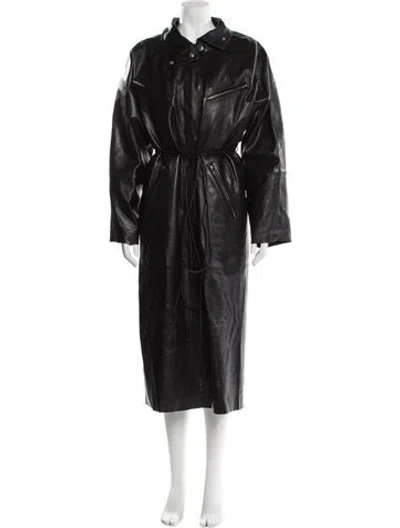 Pre-owned Stand Studio Leather Trench Coat In Black