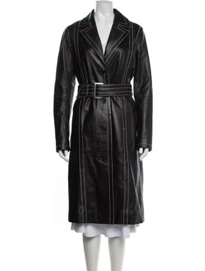 Pre-owned Stand Studio Leather Trench Coat In Black