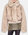 Stand Studio Lena Faux Fur Bomber Jacket In Beige