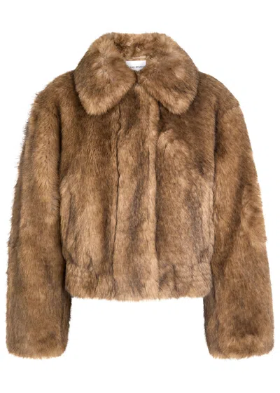 Stand Studio Lena Quilted Faux Fur Jacket In Brown
