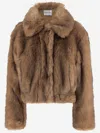 Stand Studio Cropped Faux Fur Jacket With Rounded Collar In Brown
