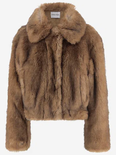 STAND STUDIO LENA SYNTHETIC FUR JACKET