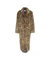 Stand Studio Leopard Print Long Faux Fur Coat In Brown