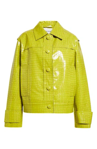 Stand Studio Libertee Oversize Faux Leather Jacket In Yellow