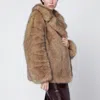 Stand Studio Light Brown Short Faux-fur Jacket In Brown