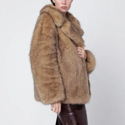 STAND STUDIO STAND STUDIO LIGHT BROWN SHORT FAUXFUR JACKET
