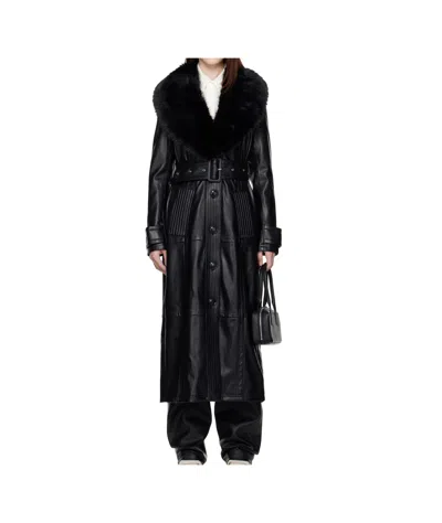 Stand Studio Black Lilah Faux-leather Coat In 89900 Black
