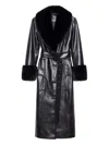 Stand Studio Long Coat In Black And Natural In Animal Print