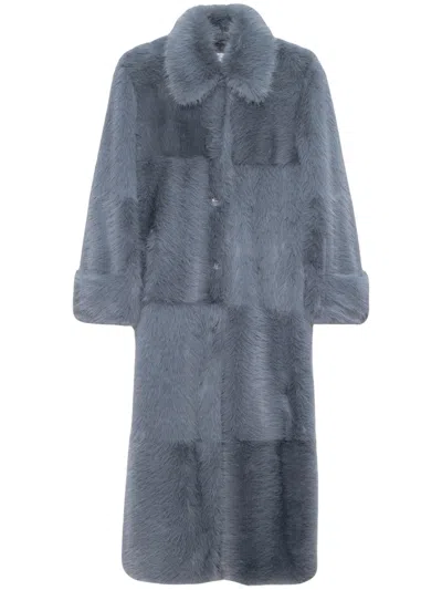 Stand Studio Long Faux Fur Coat In Gray