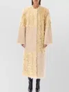 Stand Studio Long Patchwork Eco Fur Coat In Orange