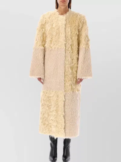 Stand Studio Off-white Hilma Faux-fur Coat In Beige