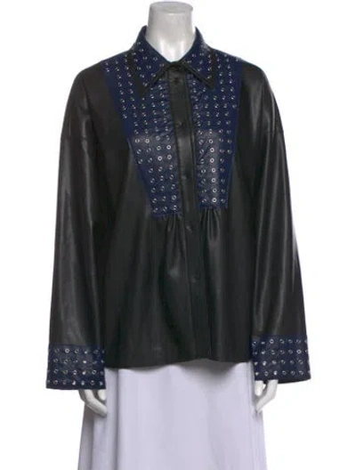 Pre-owned Stand Studio Long Sleeve Button-up Top In Black