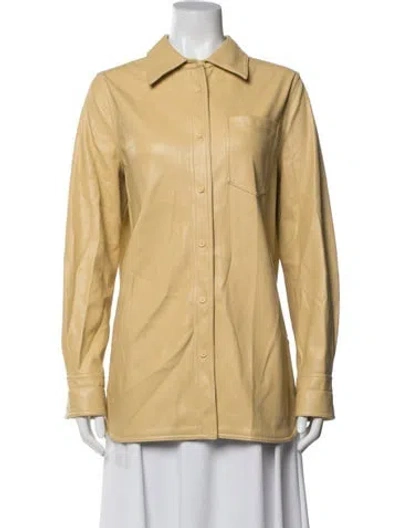 Pre-owned Stand Studio Long Sleeve Button-up Top In Neutrals