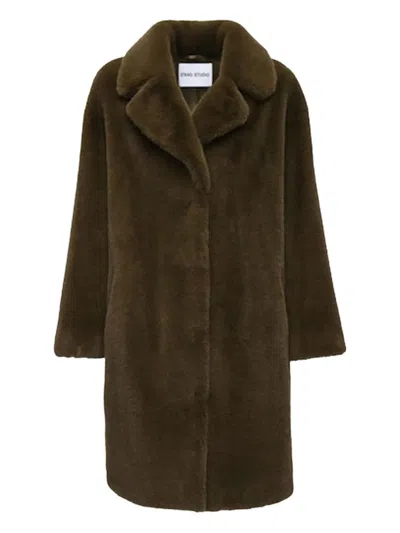 Stand Studio Long-sleeve Lapel Coat In Brown
