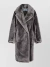 Stand Studio Long Sleeve Wool Coat With Faux Fur In Gray