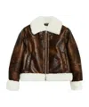 Stand Studio Eco-shearling Lessie Jacket With Front Zip In Brown