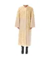 Stand Studio Long Patchwork Eco Fur Coat In Nude