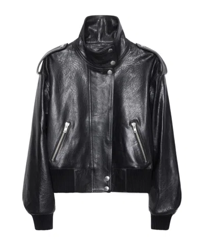 Stand Studio Long-sleeved Leather Jacket In Black