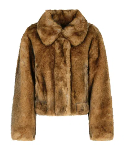 Stand Studio Long-sleeved Faux Fur In Multi