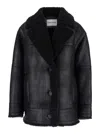 Stand Studio Louisa Shearling Collar Textured Jacket In Black