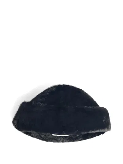 Stand Studio Lovali Black Faux Fur Cap In Blue